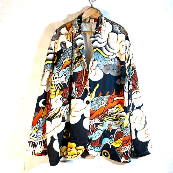 Dragon Cotton Blazer Jacket  NOW REQUEST ONLY THIS IS PRINT ON DEMAND- this SOLD - Picture 2 of 5